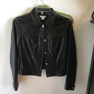 black leather jacket